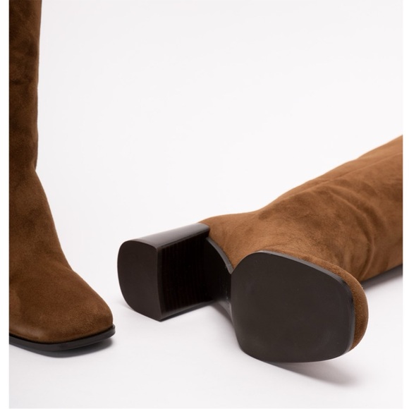 PRADA logo suede leather tall boots - Picture 2 of 5